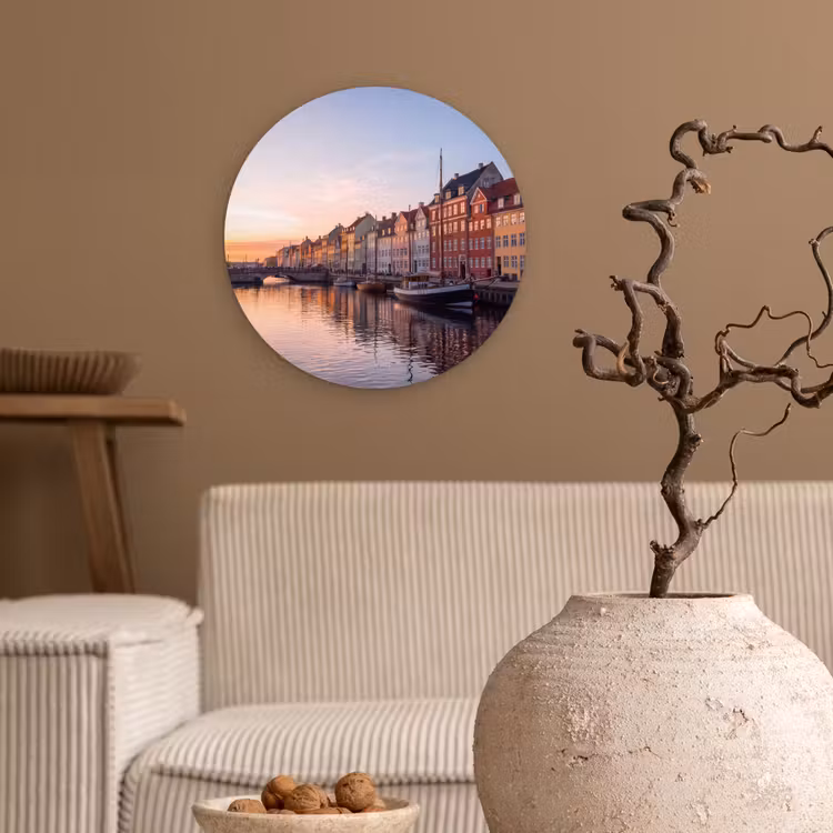 Glasbild Rund - Stadt – Kanal – Sonnenuntergang – Klassisch – Farbenfroh - Stad - Gracht - Zonsondergang - Klassiek - Kleurrijk Wandcirkel plexiglas klein