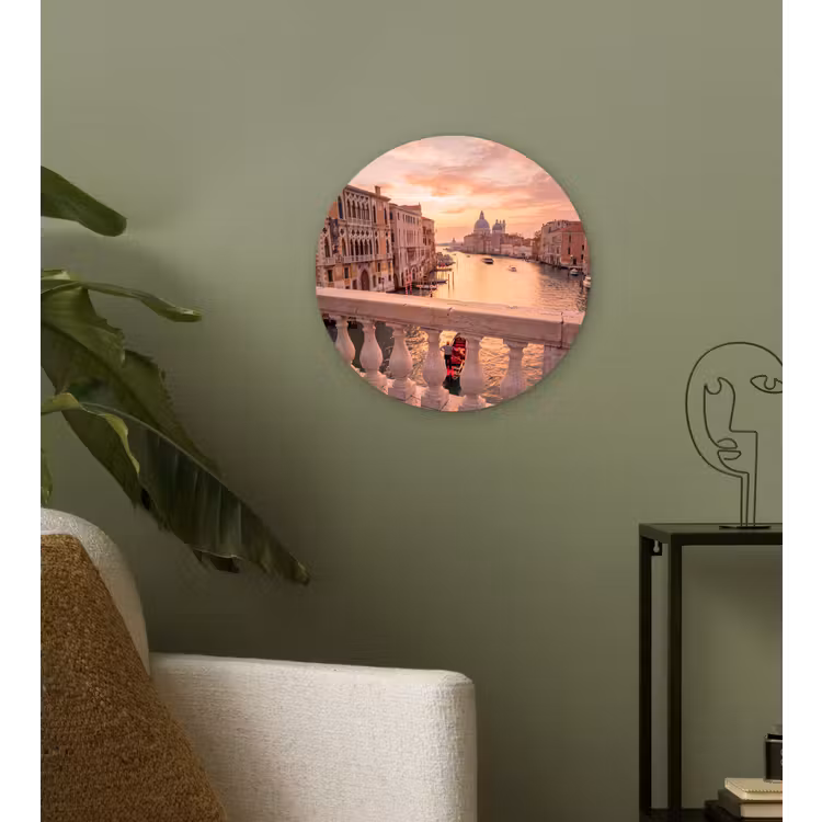 Glasbild Rund - Stadt – Venedig – Kanal – Sonnenaufgang – Architektur – Gold - Stad - Venetië - Kanaal - Zonsopgang - Architectuur - Goud Wandcirkel plexiglas klein