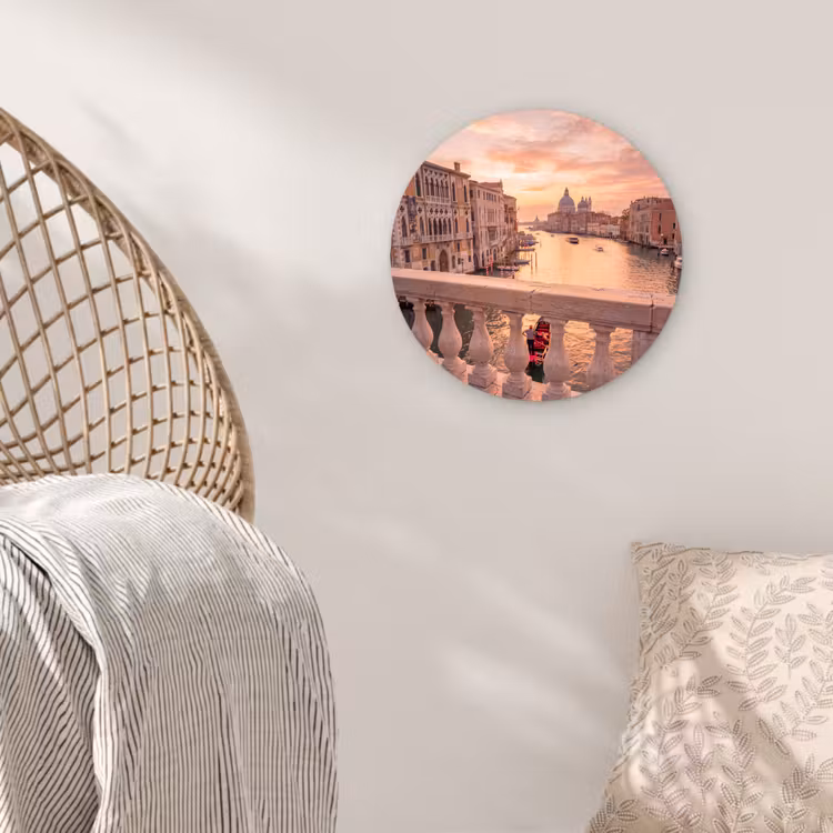 Glasbild Rund - Stadt – Venedig – Kanal – Sonnenaufgang – Architektur – Gold - Stad - Venetië - Kanaal - Zonsopgang - Architectuur - Goud Wandcirkel plexiglas klein