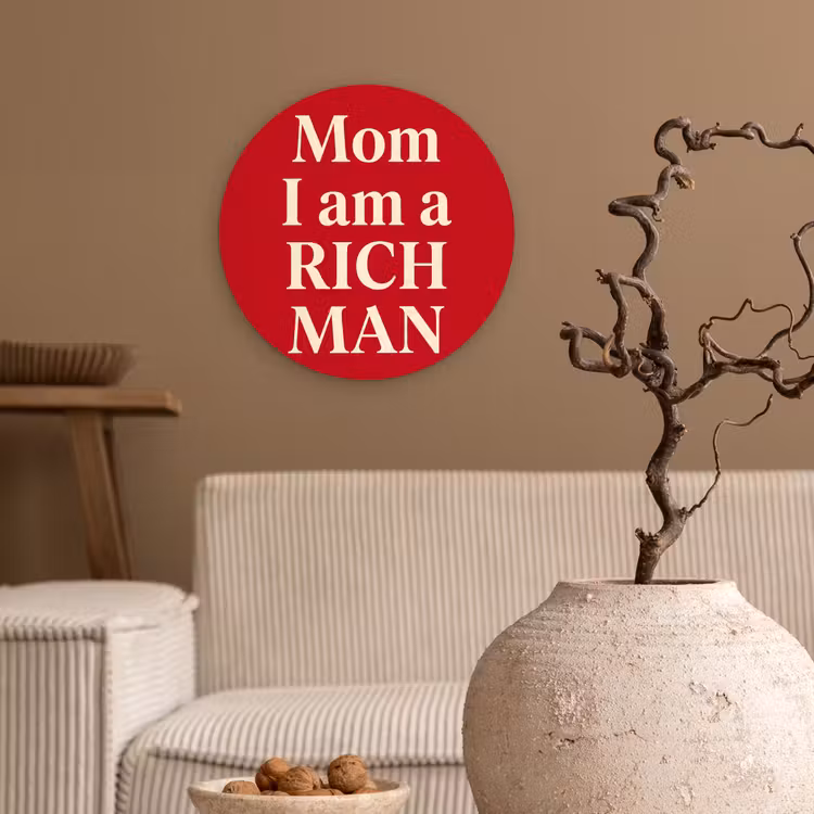 Glasbild Rund - Text – Reichtum – Motivation – Rot – Modern - Tekst - Rijkdom - Motivatie - Rood - Modern Wandcirkel plexiglas klein