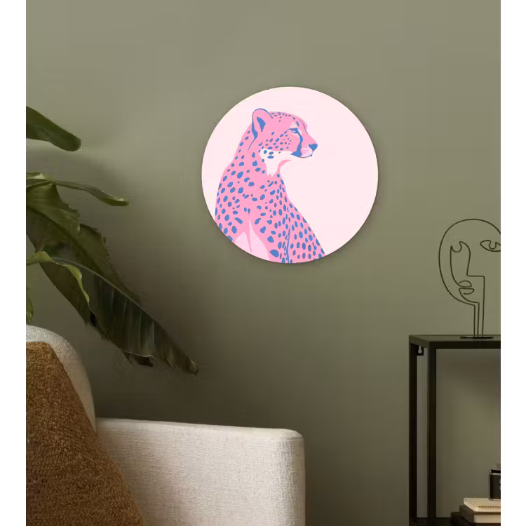 Glasbild Rund - Tiere – Profil – Abstrakt – Rosa – Blau - Dieren - Profiel - Abstract - Roze - Blauw Wandcirkel plexiglas klein