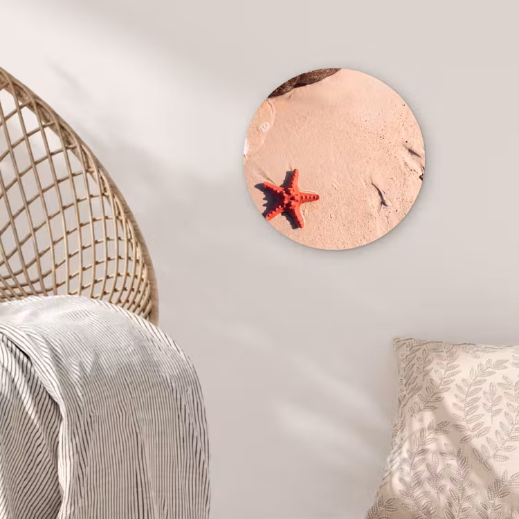 Glasbild Rund - Tiere – Strand – Meer – Natur – Rot - Dieren - Strand - Zee - Natuur - Rood Wandcirkel plexiglas klein