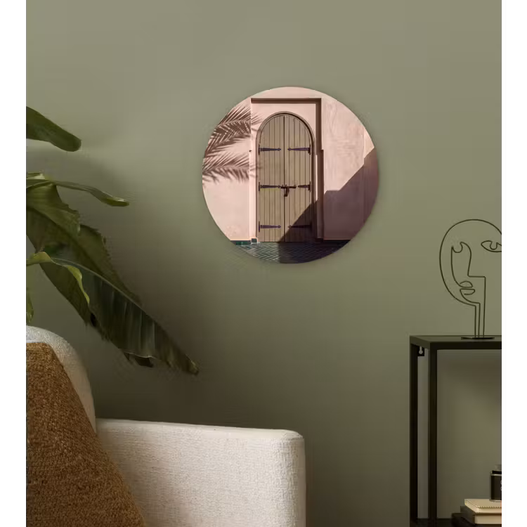 Glasbild Rund - Tür – Holz – Architektur – Grün – Rustikal - Deur - Hout - Architectuur - Groen - Rustiek Wandcirkel plexiglas klein