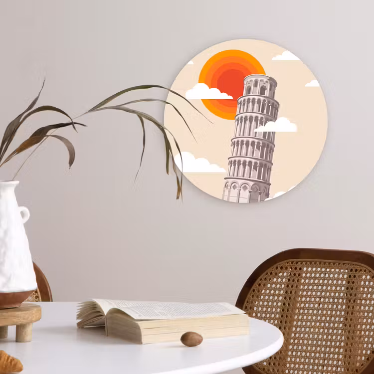 Glasbild Rund - Turm – Pisa – Architektur – Minimalistisch – Beige - Toren - Pisa - Architectuur - Minimalistisch - Beige Wandcirkel plexiglas klein