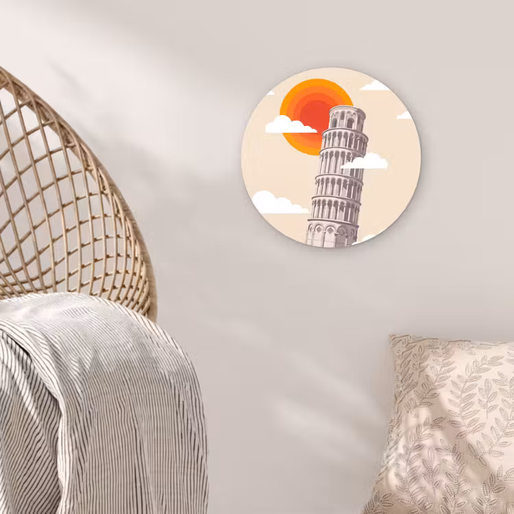 Glasbild Rund - Turm – Pisa – Architektur – Minimalistisch – Beige - Toren - Pisa - Architectuur - Minimalistisch - Beige Wandcirkel plexiglas klein