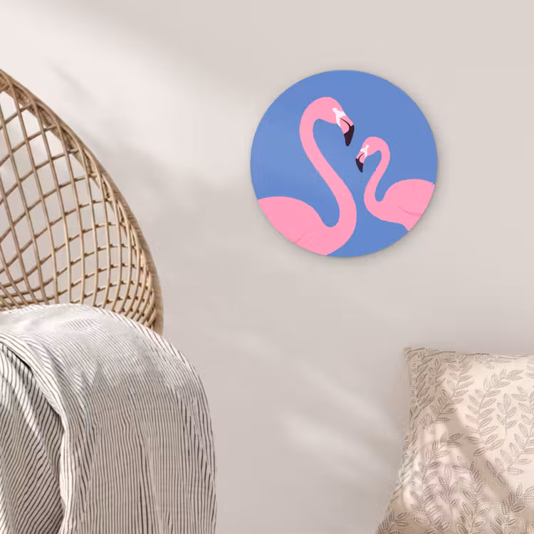 Glasbild Rund - Vogel – Paar – Tiere – Modern – Rosa - Vogel - Paar - Dieren - Modern - Roze Wandcirkel plexiglas klein