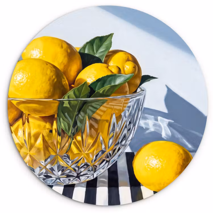 Glasbild Rund - Zitronen – Obst – Gelb - Citroenen - Fruit - Geel Wandcirkel plexiglas klein