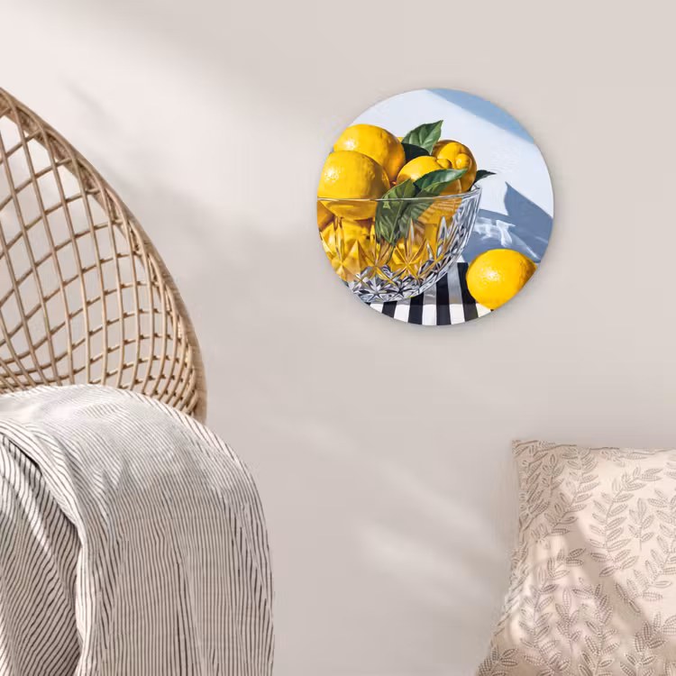 Glasbild Rund - Zitronen – Obst – Gelb - Citroenen - Fruit - Geel Wandcirkel plexiglas klein