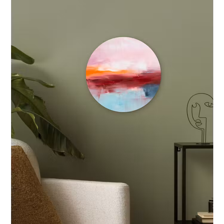 Glasbild Rund - Zusammenfassung – Farben – Modern – Kunst – Rosa - Abstract - Kleuren - Modern - Kunst - Roze Wandcirkel plexiglas klein