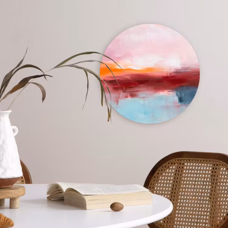 Glasbild Rund - Zusammenfassung – Farben – Modern – Kunst – Rosa - Abstract - Kleuren - Modern - Kunst - Roze Wandcirkel plexiglas klein