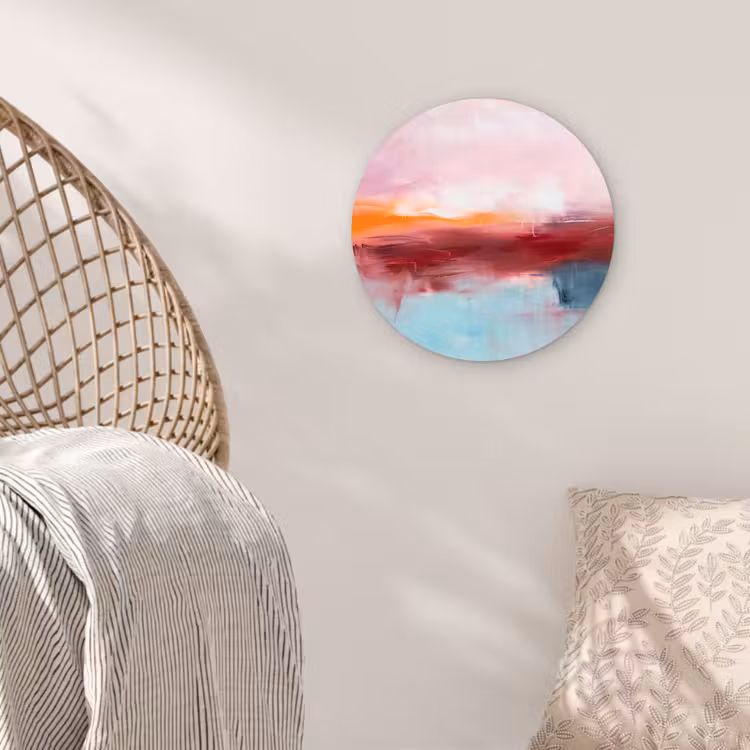 Glasbild Rund - Zusammenfassung – Farben – Modern – Kunst – Rosa - Abstract - Kleuren - Modern - Kunst - Roze Wandcirkel plexiglas klein