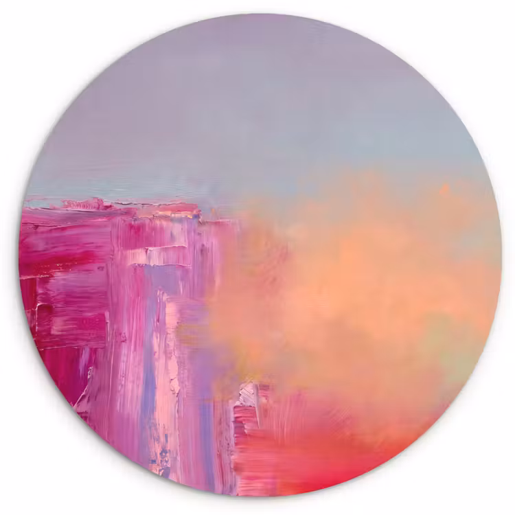 Glasbild Rund - Zusammenfassung – Farben – Modern – Rosa - Abstract - Kleuren - Modern - Roze Wandcirkel plexiglas klein