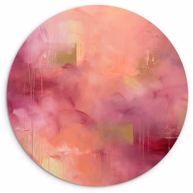 Glasbild Rund - Zusammenfassung – Farben – Modern – Rosa – Lila — 1