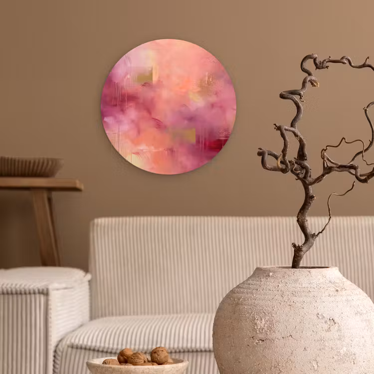 Glasbild Rund - Zusammenfassung – Farben – Modern – Rosa – Lila — 2