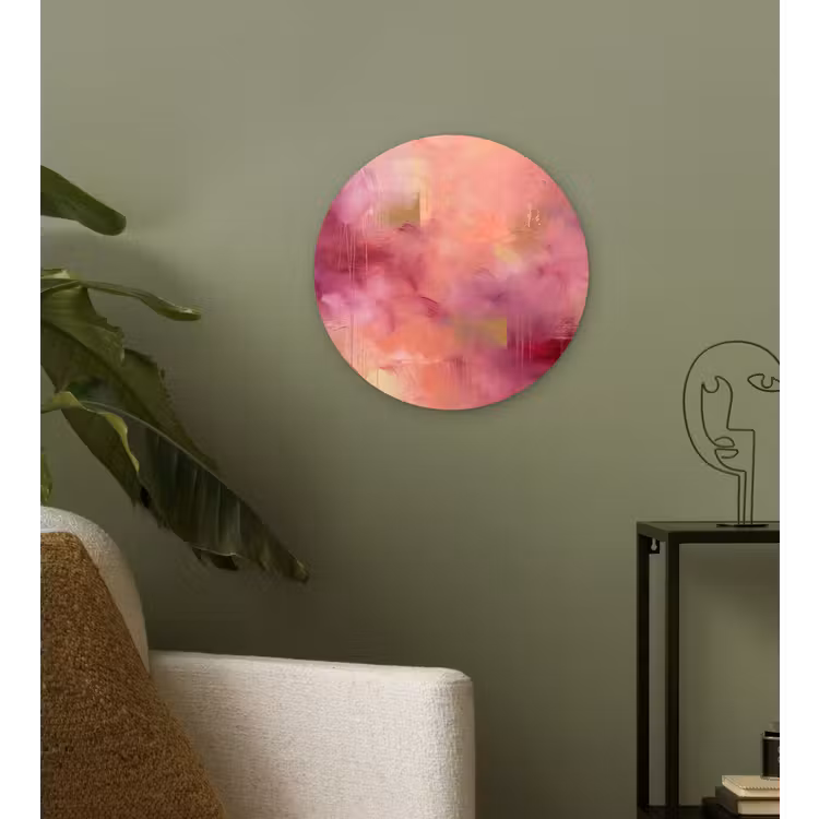 Glasbild Rund - Zusammenfassung – Farben – Modern – Rosa – Lila — 3