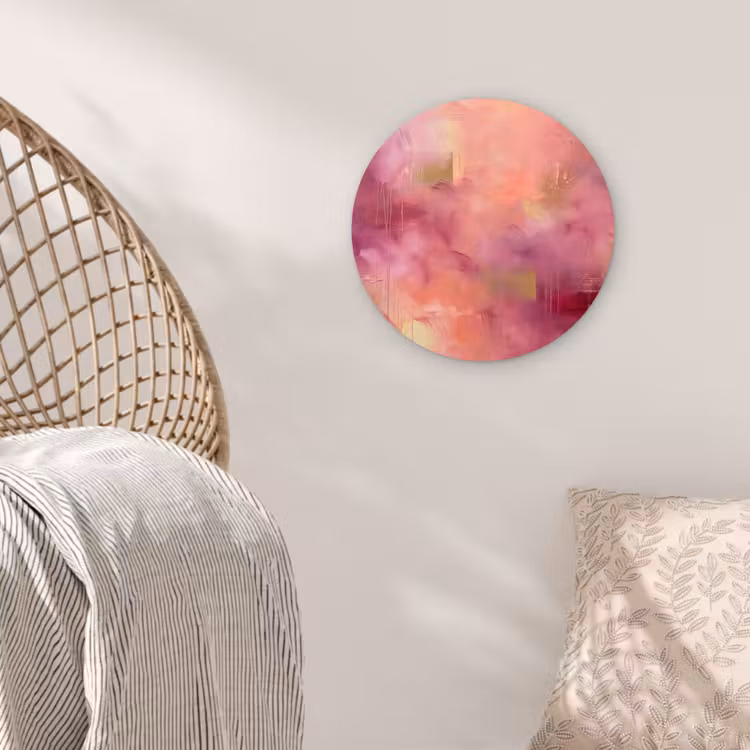 Glasbild Rund - Zusammenfassung – Farben – Modern – Rosa – Lila — 5