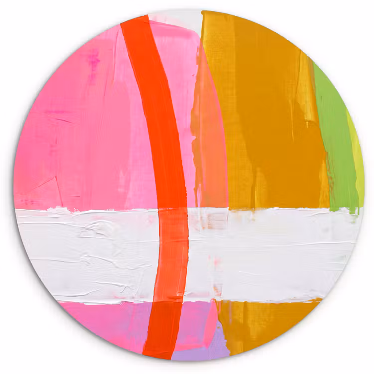 Glasbild Rund - Zusammenfassung – Farbenfroh – Formen – Modern – Kunst - Abstract - Kleurrijk - Vormen - Modern - Kunst Wandcirkel plexiglas klein
