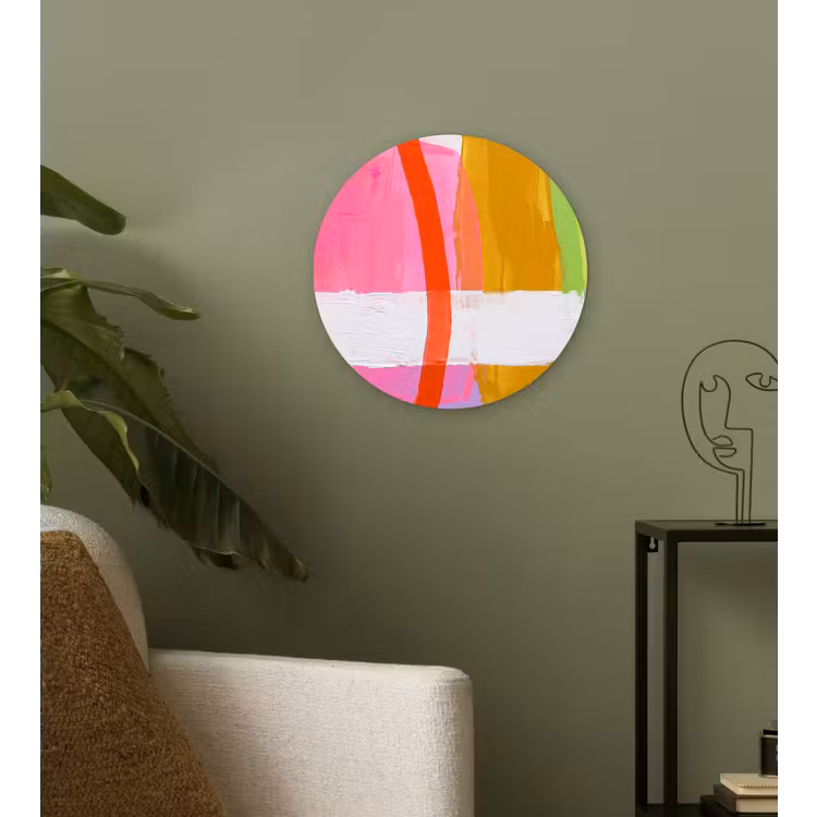 Glasbild Rund - Zusammenfassung – Farbenfroh – Formen – Modern – Kunst - Abstract - Kleurrijk - Vormen - Modern - Kunst Wandcirkel plexiglas klein