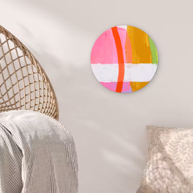 Glasbild Rund - Zusammenfassung – Farbenfroh – Formen – Modern – Kunst - Abstract - Kleurrijk - Vormen - Modern - Kunst Wandcirkel plexiglas klein