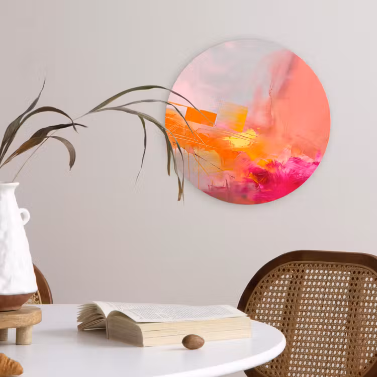 Glasbild Rund - Zusammenfassung – Farbenfroh – Modern – Rosa - Abstract - Kleurrijk - Modern - Roze Wandcirkel plexiglas klein