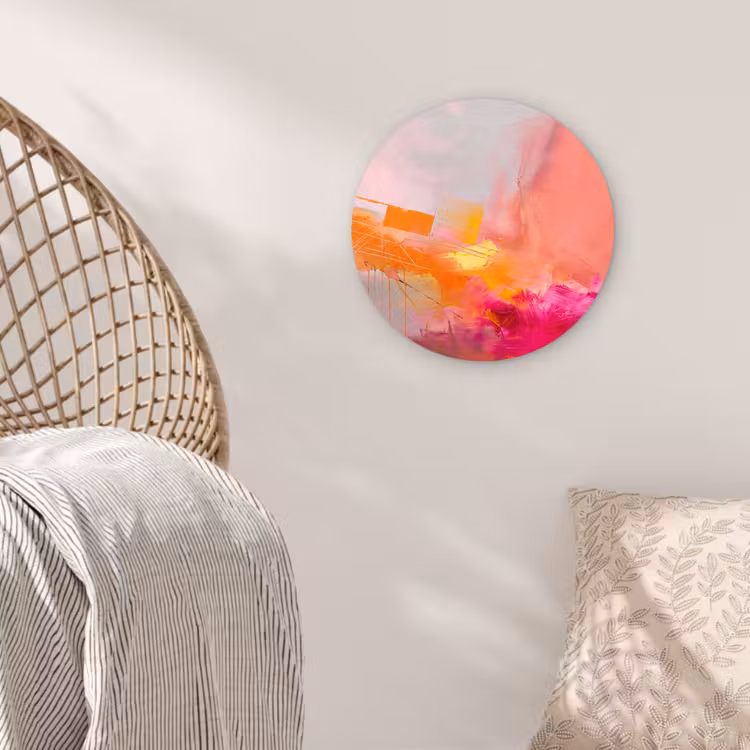 Glasbild Rund - Zusammenfassung – Farbenfroh – Modern – Rosa - Abstract - Kleurrijk - Modern - Roze Wandcirkel plexiglas klein