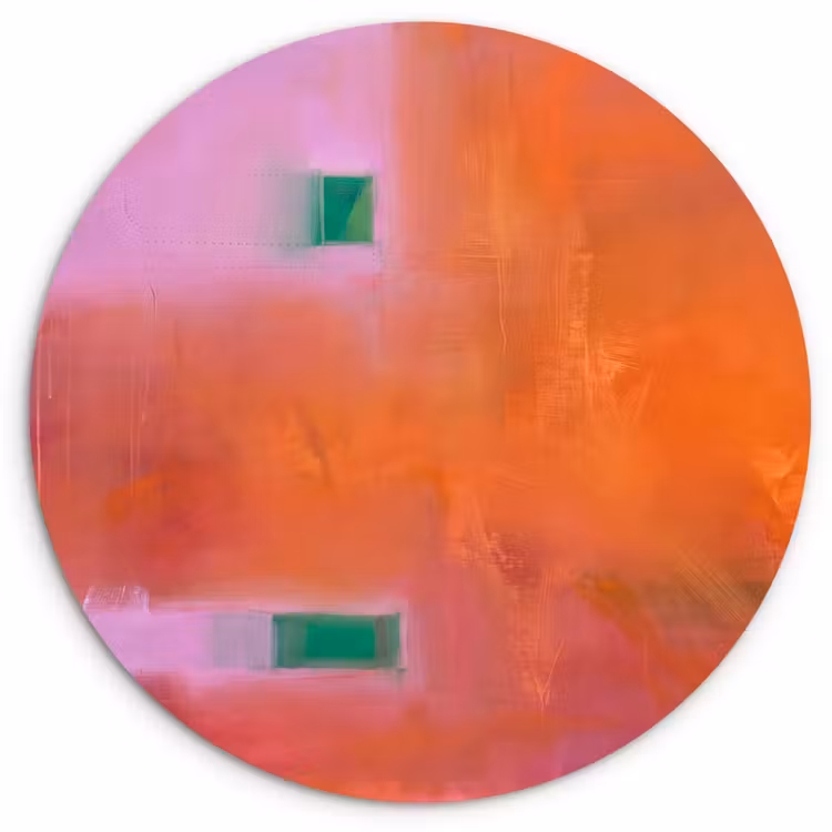 Glasbild Rund - Zusammenfassung – Flächen – Kunst – Modern – Orange - Abstract - Vlakken - Kunst - Modern - Oranje Wandcirkel plexiglas klein
