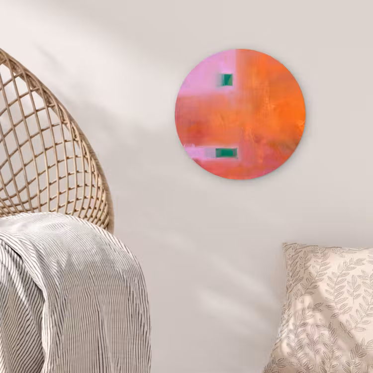 Glasbild Rund - Zusammenfassung – Flächen – Kunst – Modern – Orange - Abstract - Vlakken - Kunst - Modern - Oranje Wandcirkel plexiglas klein