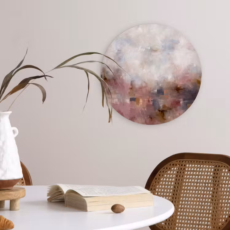Glasbild Rund - Zusammenfassung – Fließend – Kunst – Modern – Beige - Abstract - Vloeiend - Kunst - Modern - Beige Wandcirkel plexiglas klein