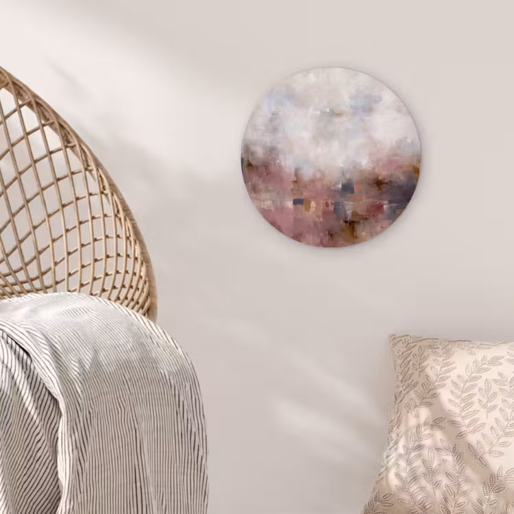 Glasbild Rund - Zusammenfassung – Fließend – Kunst – Modern – Beige - Abstract - Vloeiend - Kunst - Modern - Beige Wandcirkel plexiglas klein