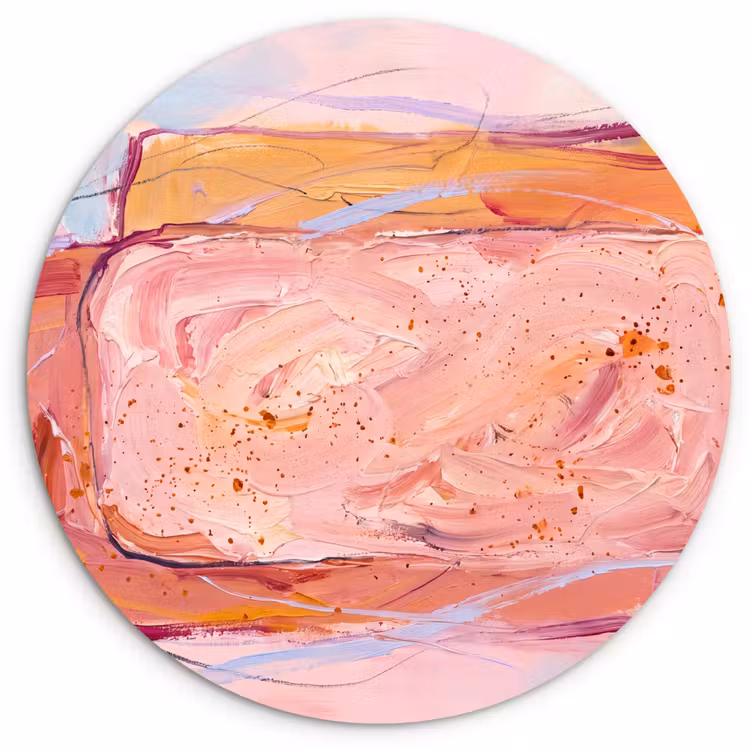 Glasbild Rund - Zusammenfassung – Formen – Modern – Rosa - Abstract - Vormen - Modern - Roze Wandcirkel plexiglas klein