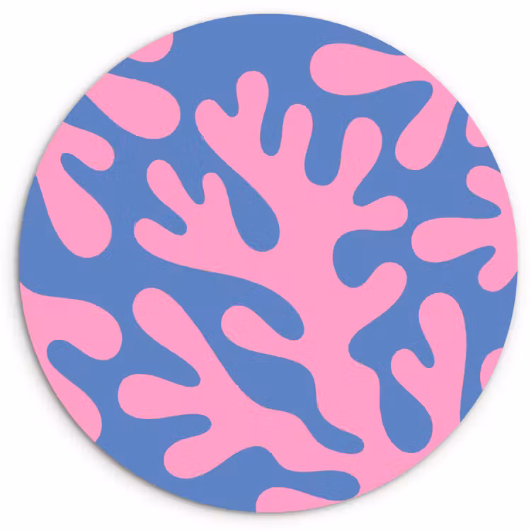 Glasbild Rund - Zusammenfassung – Formen – Rosa – Blau - Abstract - Vormen - Roze - Blauw Wandcirkel plexiglas klein