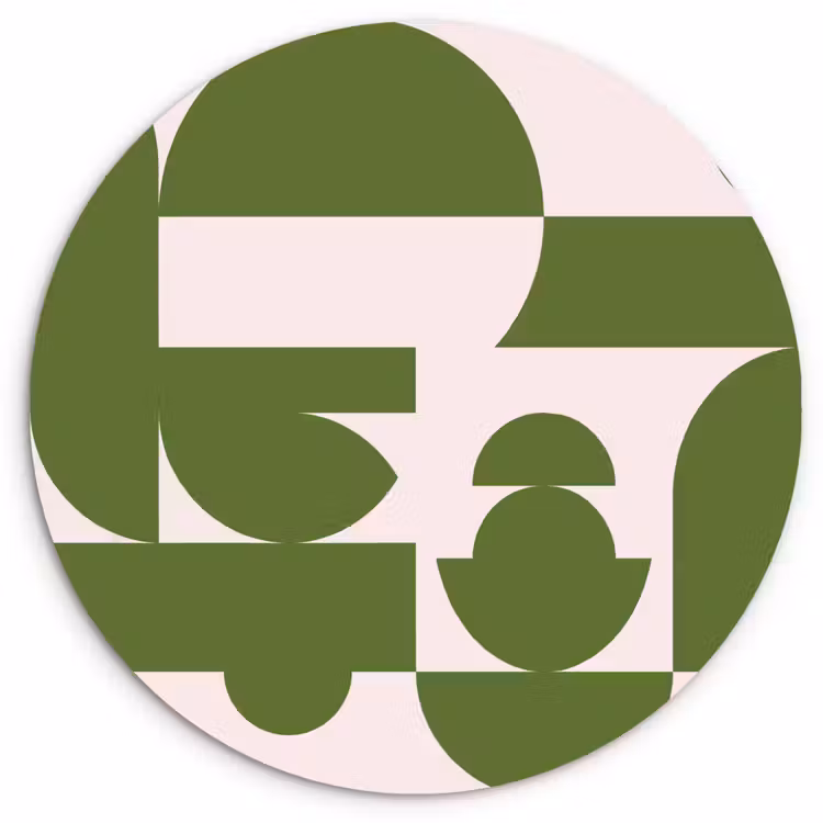 Glasbild Rund - Zusammenfassung – Geometrie – Modern – Grün – Weiß - Abstract - Geometrie - Modern - Groen - Wit Wandcirkel plexiglas klein