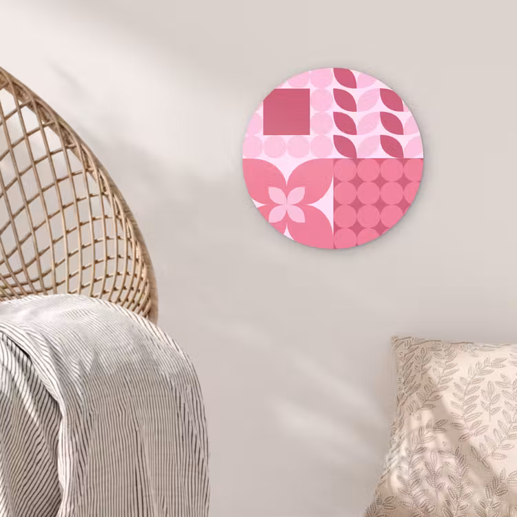 Glasbild Rund - Zusammenfassung – Geometrisch – Muster – Modern – Rosa - Abstract - Geometrisch - Patroon - Modern - Roze Wandcirkel plexiglas klein