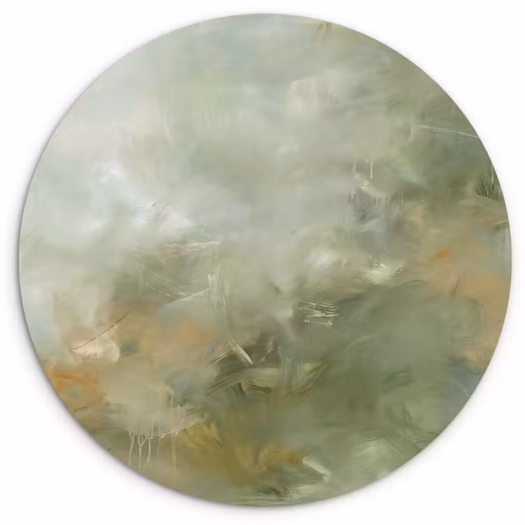 Glasbild Rund - Zusammenfassung – Grün – Beige – Modern – Kunst - Abstract - Groen - Beige - Modern - Kunst Wandcirkel plexiglas klein