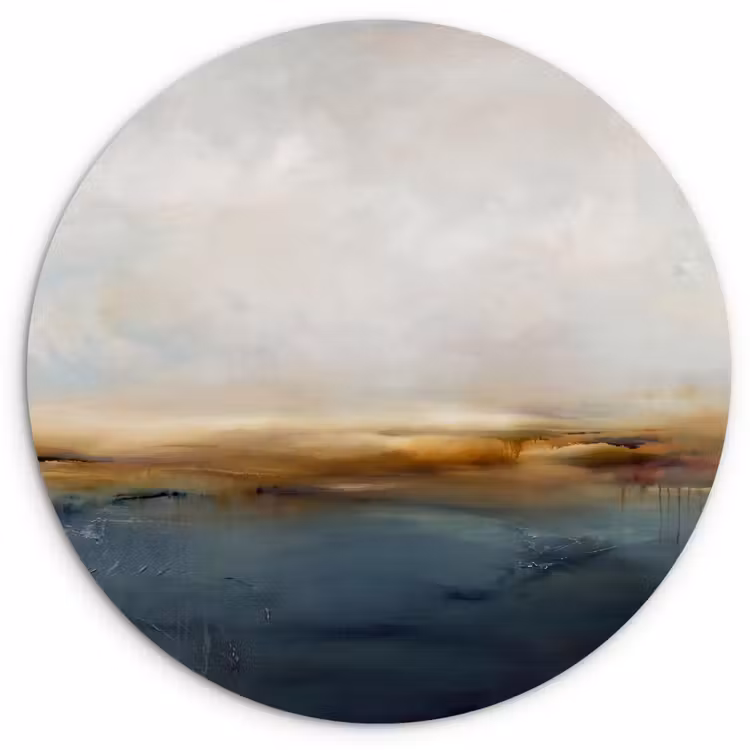 Glasbild Rund - Zusammenfassung – Horizont – Wasser – Modern – Beige - Abstract - Horizon - Water - Modern - Beige Wandcirkel plexiglas klein