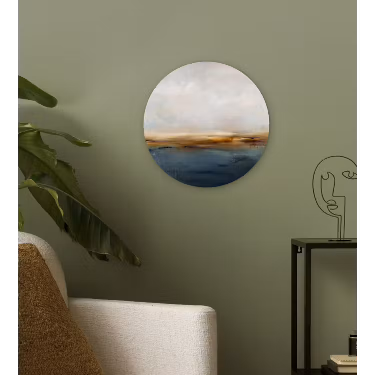 Glasbild Rund - Zusammenfassung – Horizont – Wasser – Modern – Beige - Abstract - Horizon - Water - Modern - Beige Wandcirkel plexiglas klein