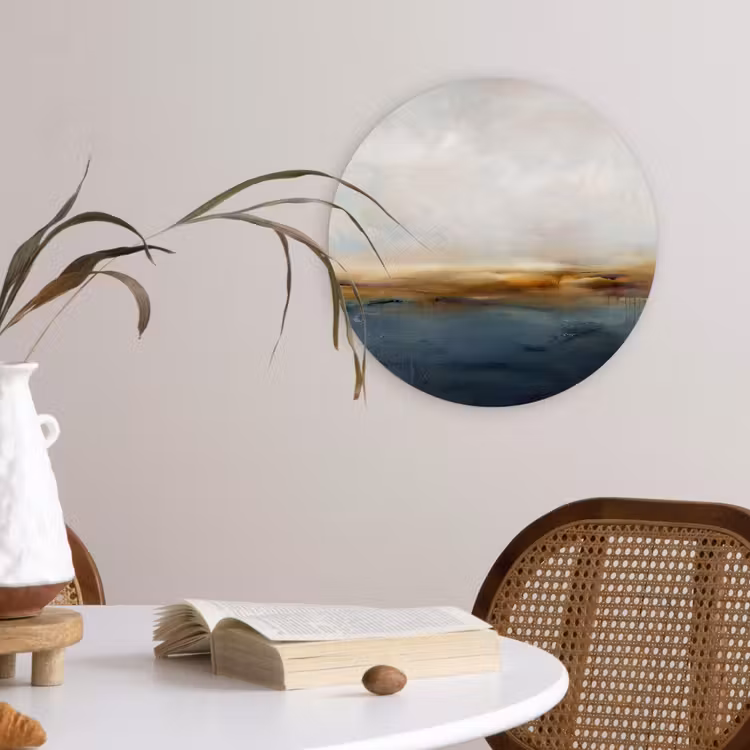 Glasbild Rund - Zusammenfassung – Horizont – Wasser – Modern – Beige - Abstract - Horizon - Water - Modern - Beige Wandcirkel plexiglas klein