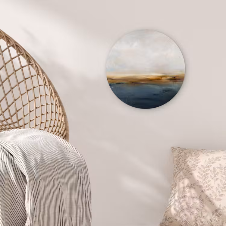 Glasbild Rund - Zusammenfassung – Horizont – Wasser – Modern – Beige - Abstract - Horizon - Water - Modern - Beige Wandcirkel plexiglas klein