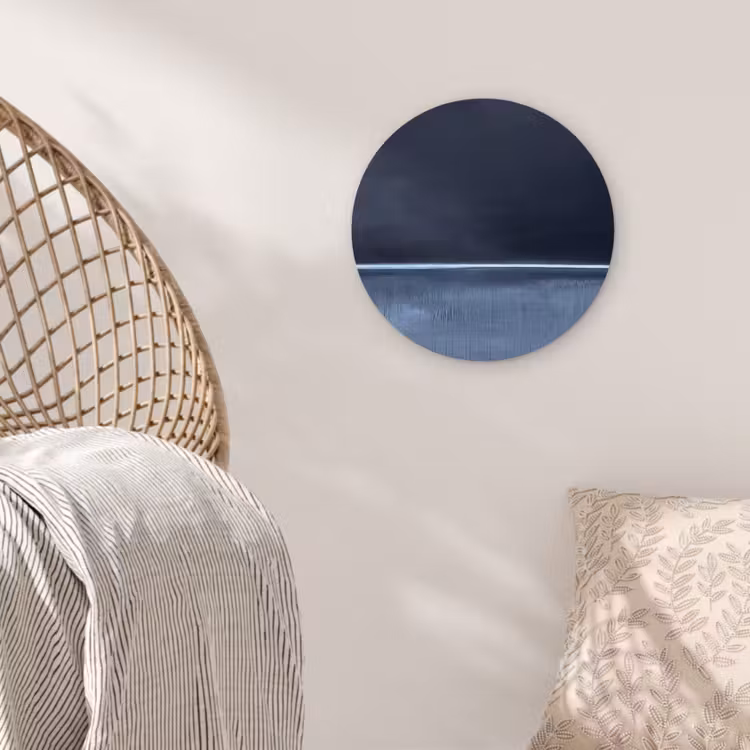 Glasbild Rund - Zusammenfassung – Horizontale Linie – Minimalistisch – Dunkelblau – Kunst — 5