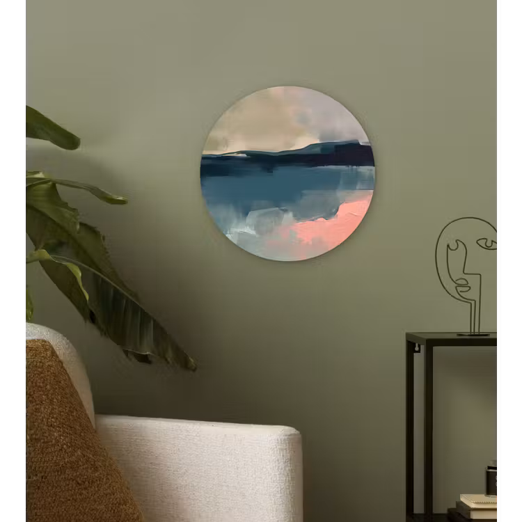 Glasbild Rund - Zusammenfassung – Landschaft – Kunst – Modern – Grün – Blau — 3