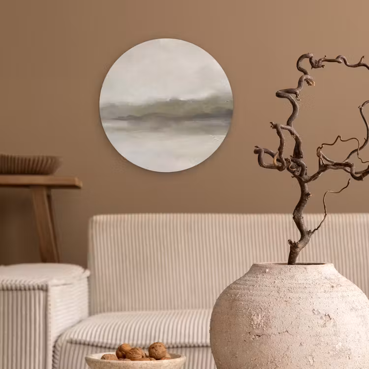 Glasbild Rund - Zusammenfassung – Landschaft – Nebel – Modern – Grau — 2