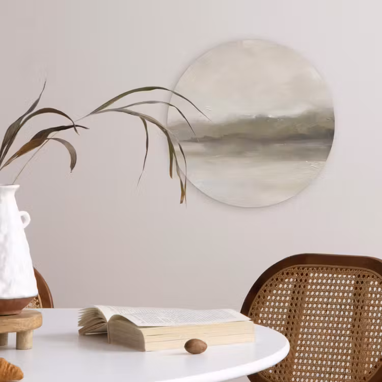 Glasbild Rund - Zusammenfassung – Landschaft – Nebel – Modern – Grau — 4