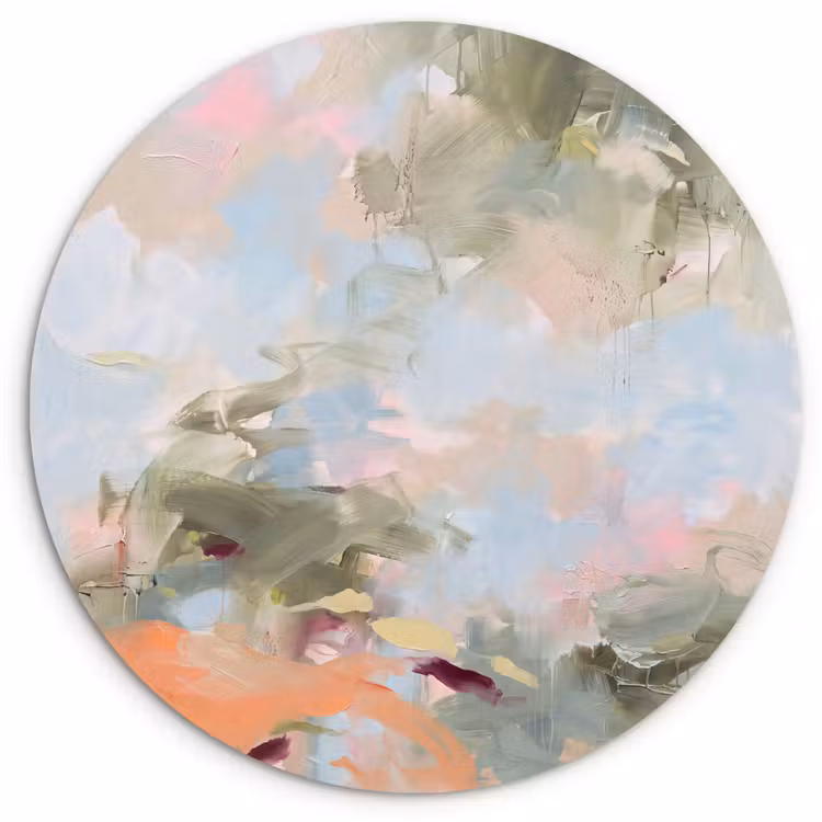 Glasbild Rund - Zusammenfassung – Pinselstriche – Kunst – Modern – Pastell — 1