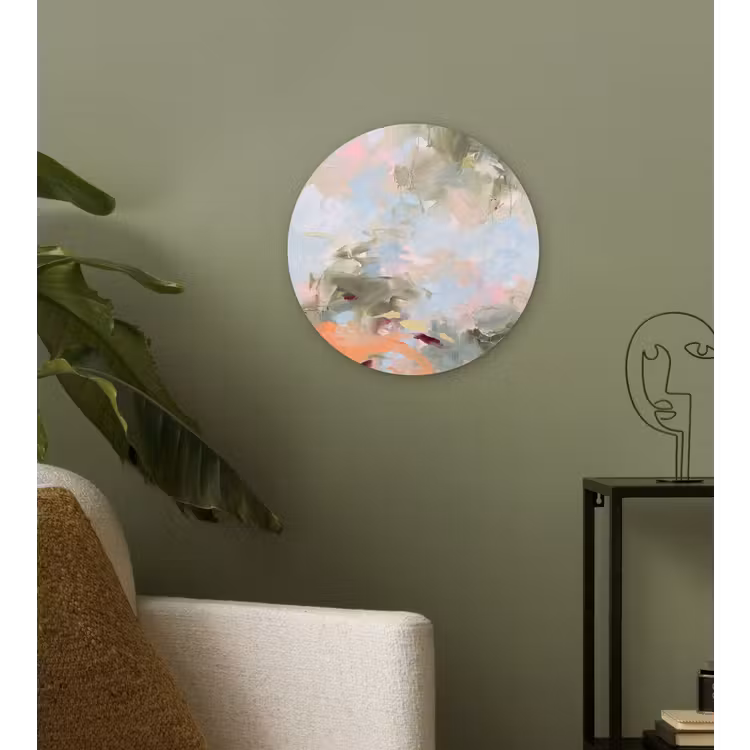 Glasbild Rund - Zusammenfassung – Pinselstriche – Kunst – Modern – Pastell — 3