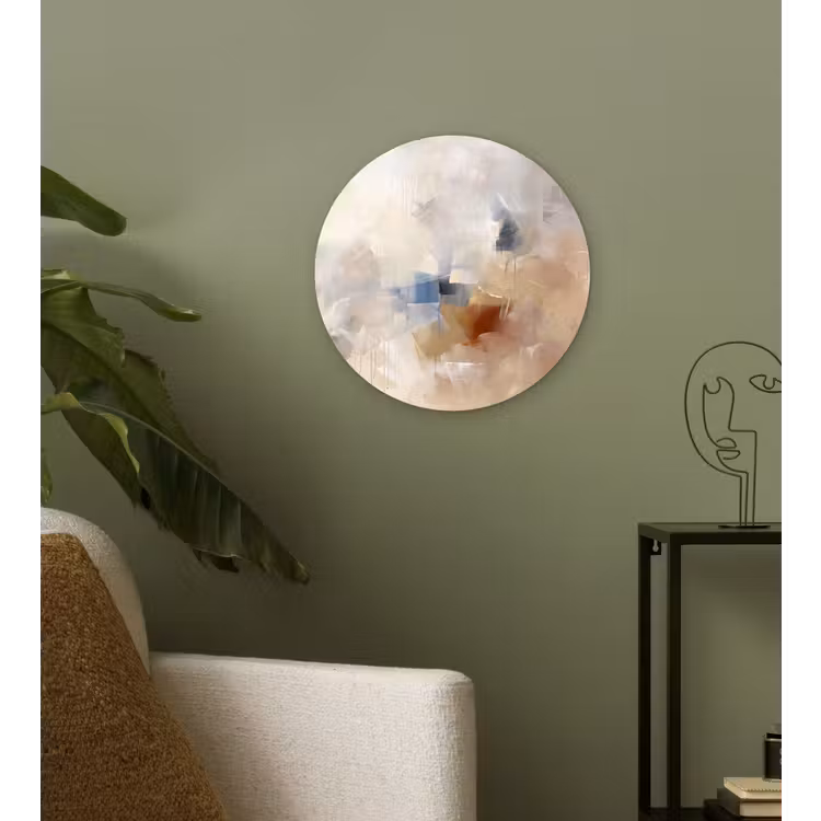 Glasbild Rund - Zusammenfassung – Pinselstriche – Modern – Beige – Kunst - Abstract - Borstelstreken - Modern - Beige - Kunst Wandcirkel plexiglas klein