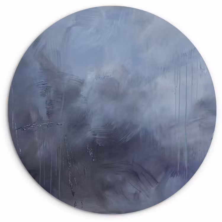 Glasbild Rund - Zusammenfassung – Pinselstriche – Modern – Kunst – Grau - Abstract - Kwaststreken - Modern - Kunst - Grijs Wandcirkel plexiglas klein