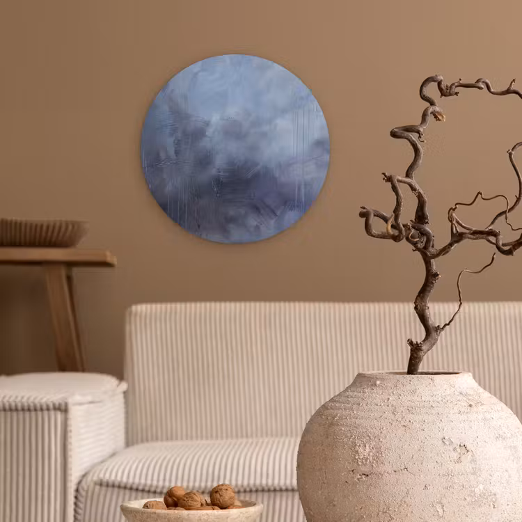 Glasbild Rund - Zusammenfassung – Pinselstriche – Modern – Kunst – Grau - Abstract - Kwaststreken - Modern - Kunst - Grijs Wandcirkel plexiglas klein