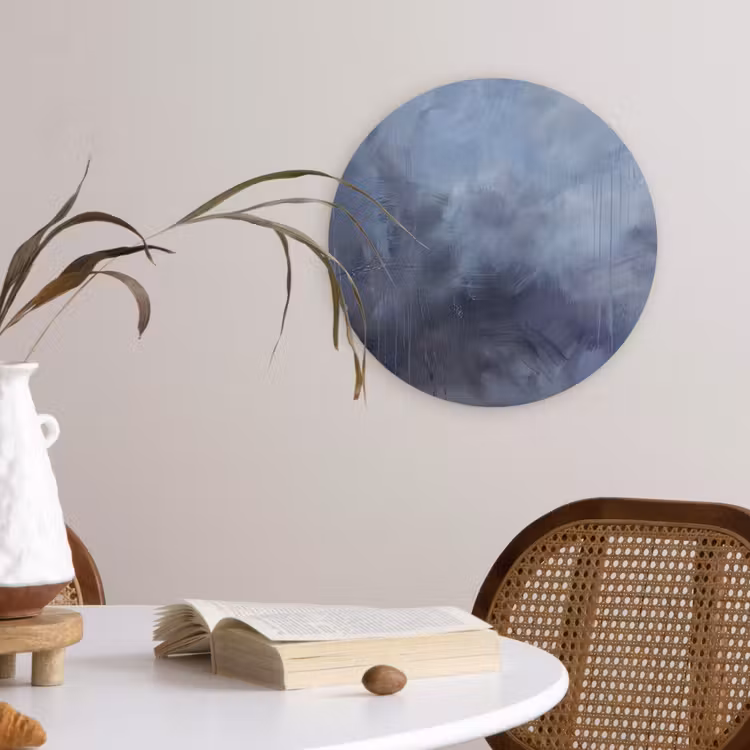 Glasbild Rund - Zusammenfassung – Pinselstriche – Modern – Kunst – Grau - Abstract - Kwaststreken - Modern - Kunst - Grijs Wandcirkel plexiglas klein