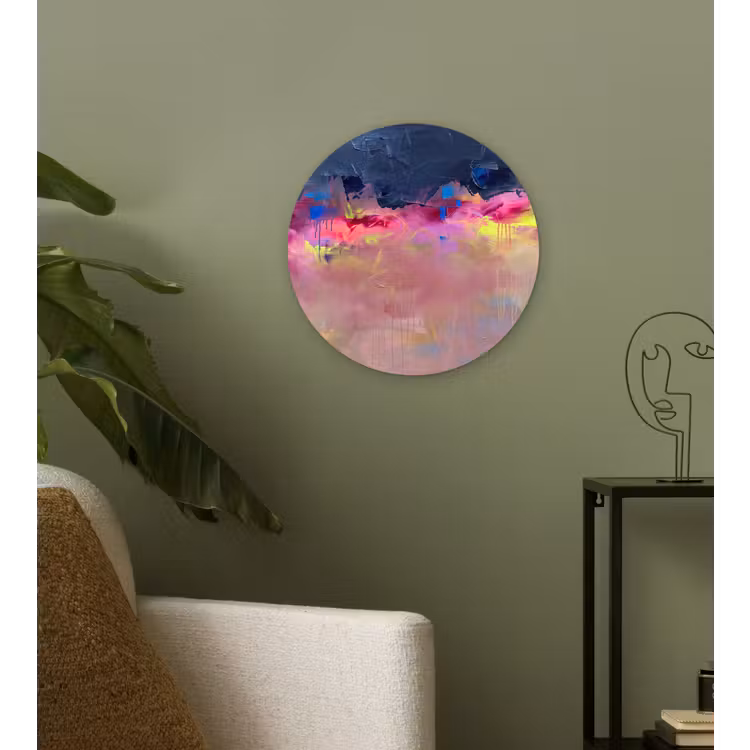 Glasbild Rund - Zusammenfassung – Textur – Farben – Modern – Rosa - Abstract - Textuur - Kleuren - Modern - Roze Wandcirkel plexiglas klein