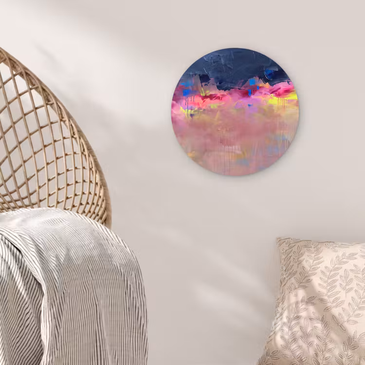Glasbild Rund - Zusammenfassung – Textur – Farben – Modern – Rosa - Abstract - Textuur - Kleuren - Modern - Roze Wandcirkel plexiglas klein